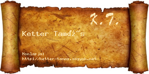 Ketter Tamás névjegykártya